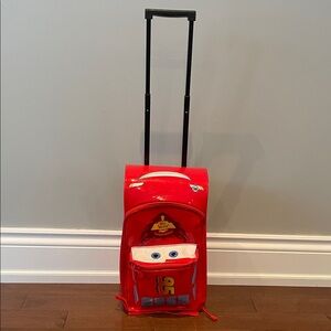 Red Cars Themed Rolling Backpack